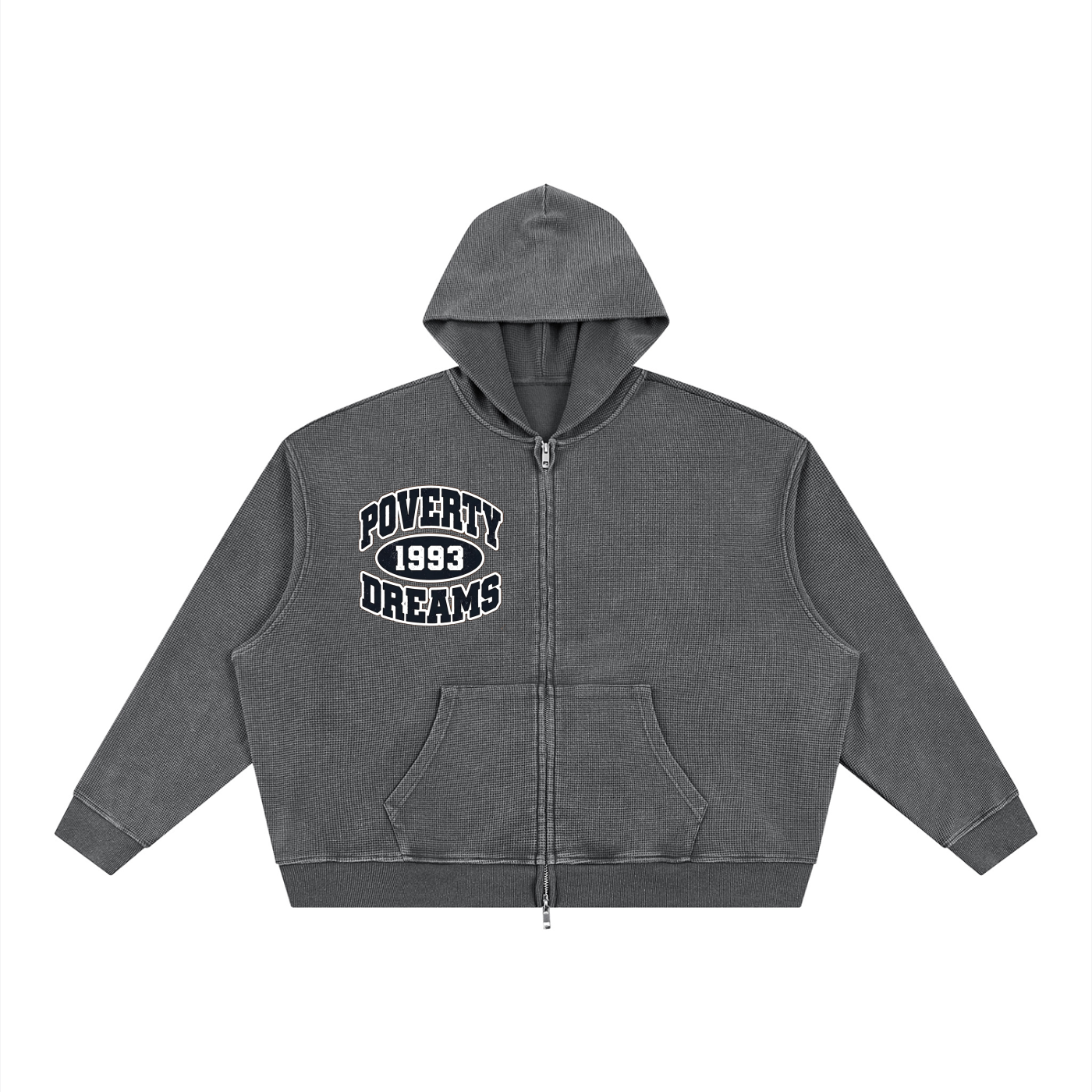 Wash Boxy Waffle Full Zip  93 Hoodie