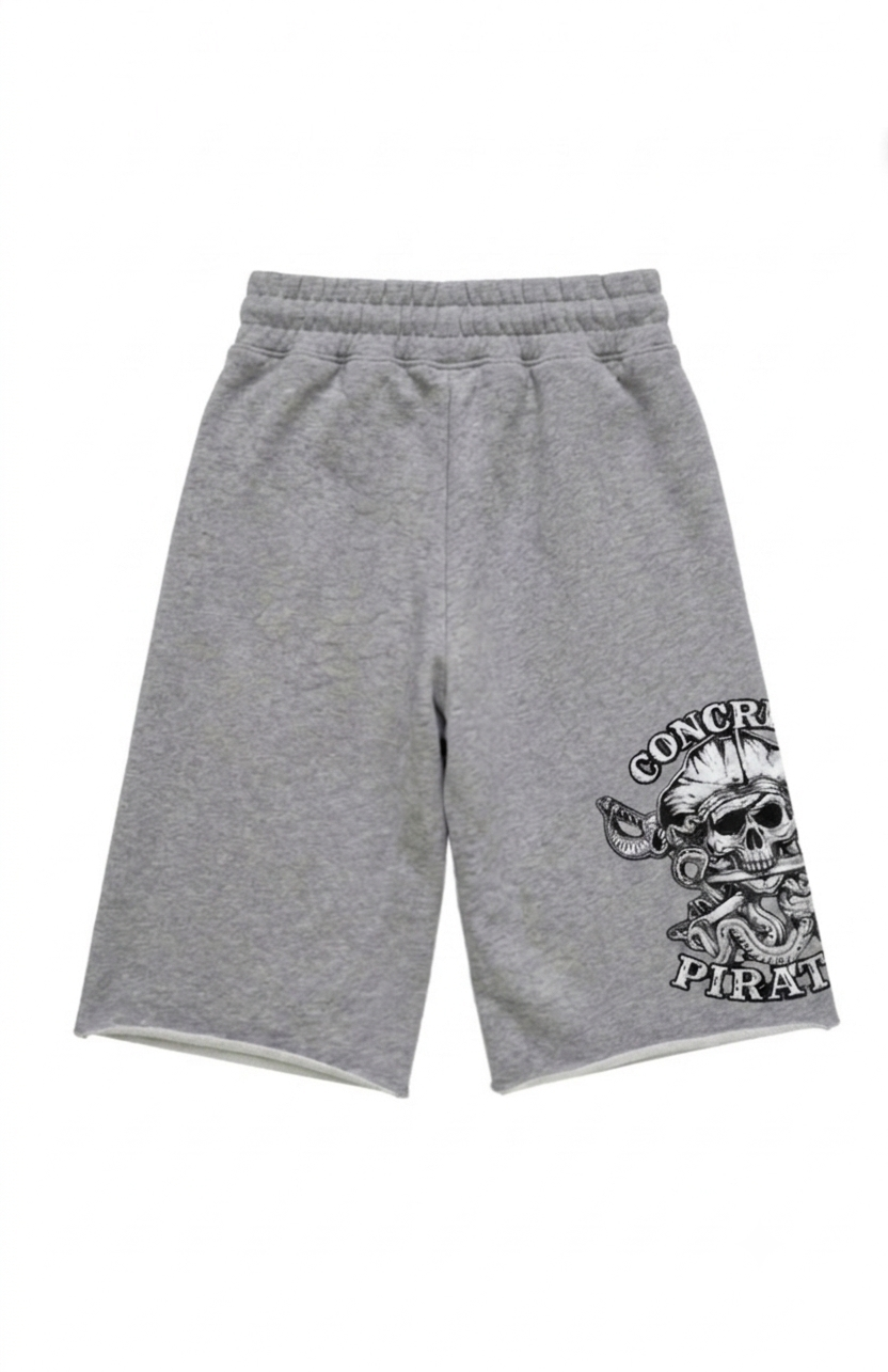 CONCRETE PIRATES RAW HEM FRENCH TERRY SHORTS