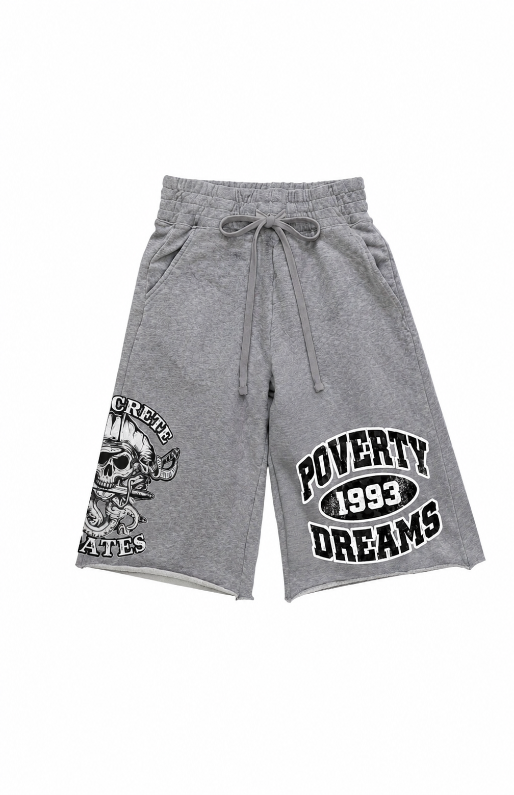 CONCRETE PIRATES RAW HEM FRENCH TERRY SHORTS