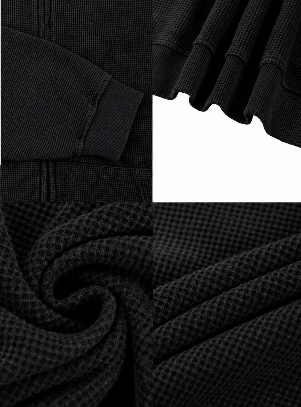 Wash Boxy Waffle Full Zip  93 Hoodie